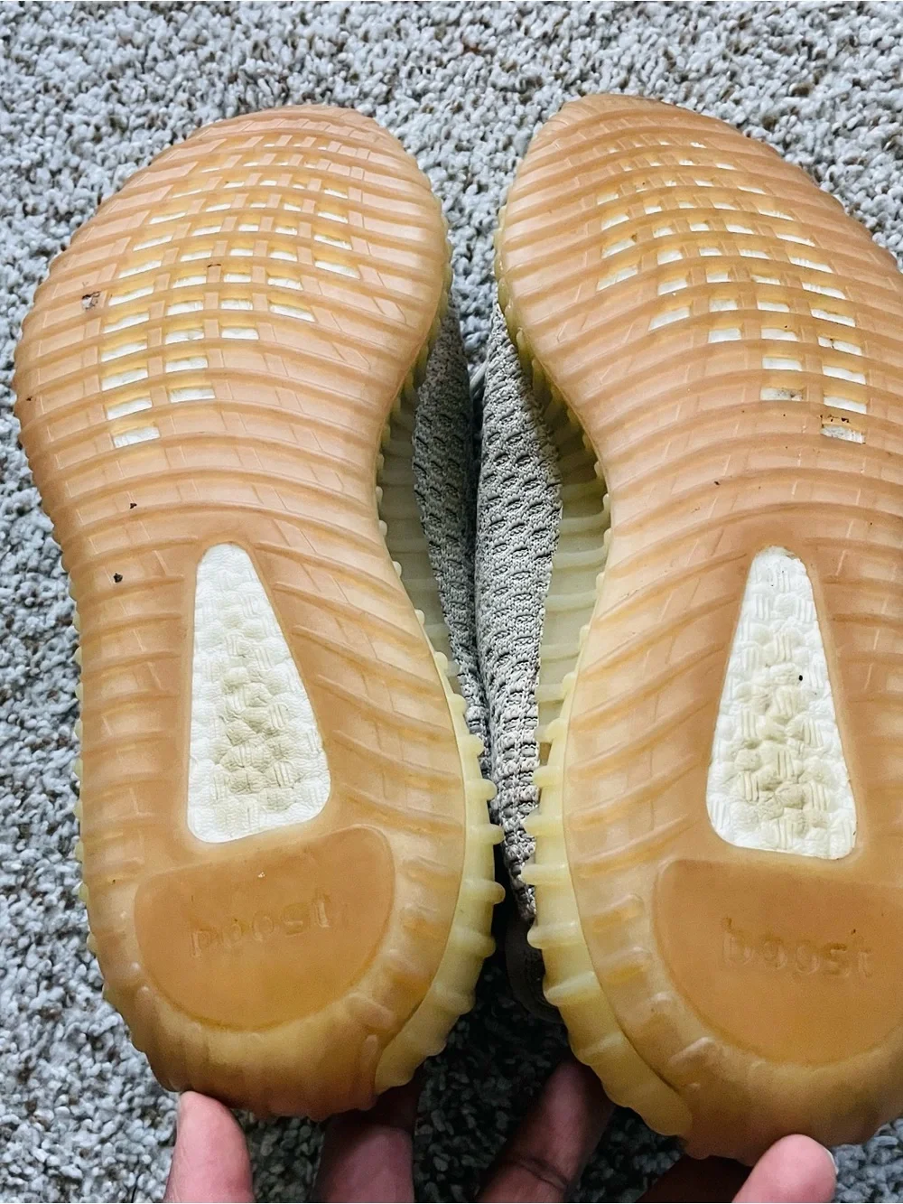 adidas Beige Knit Sneakers with Yellow Outsole